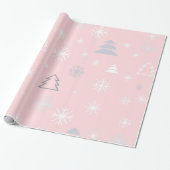 Papier Cadeau Flèche de neige rose et blanche pastel (Déroulé)