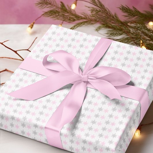Papier Cadeau Flèche de neige rose gris