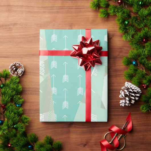 Papier Cadeau Flèche de triangle rétro Abstrait vert menthe (Cadeau de vacances)