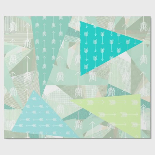 Papier Cadeau Flèche de triangle rétro Abstrait vert menthe (Plat)