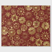 Papier Cadeau Flèches Abstraites de Noël Rouge Et Or 2 (Plat)