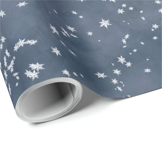 Papier Cadeau Flèches blanches à neige tombant du ciel nocturne  (Coin rond)