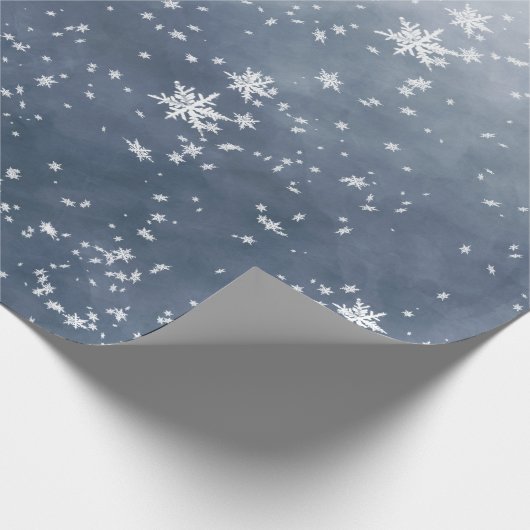 Papier Cadeau Flèches blanches à neige tombant du ciel nocturne  (Coin)