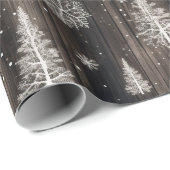 Papier Cadeau Flèches blanches en bois rustique (Coin rond)