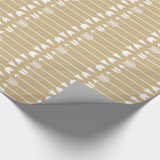 Papier Cadeau Flèches blanches sur kaki classique (Coin)
