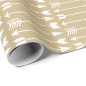 Papier Cadeau Flèches blanches sur kaki classique (Coin rond)