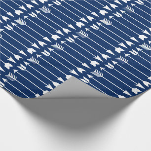 Papier Cadeau Flèches blanches sur le bleu marine