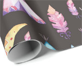 Papier Cadeau Flèches de Dreamcatchers de Teepees de Natif (Coin rond)