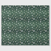 Papier Cadeau Flèches de neige - Blanc sur vert (Plat)