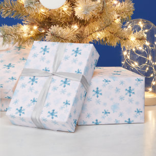 Papier Cadeau Flèches de neige bleues et blanches hiver Noël mod
