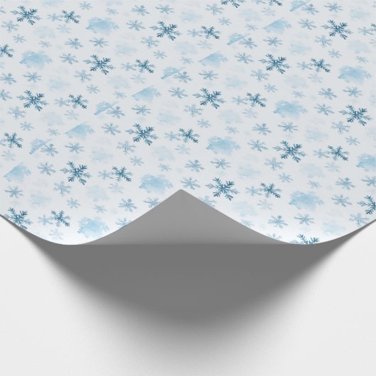 Papier Cadeau Flèches de neige bleues et blanches hiver Noël mod (Coin)