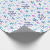 Papier Cadeau Flèches de neige bleues et violettes Noël blanc mo (Coin)