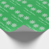 Papier Cadeau Flèches de neige de Noël blanc Joyeux Noël vert (Coin)