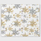 Papier Cadeau Flèches de neige en argent et en or (Plat)