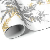Papier Cadeau Flèches de neige en argent et en or (Coin rond)