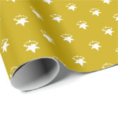 Papier Cadeau Flèches de neige jaunes moutarde modernes (Coin rond)