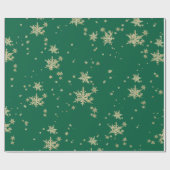 Papier Cadeau Flèches De Neige Or Sur Le Vert Forêt (Plat)
