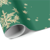 Papier Cadeau Flèches De Neige Or Sur Le Vert Forêt (Coin rond)