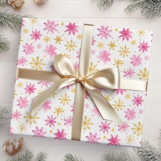 Papier Cadeau Flèches de Noël roses et dorées