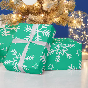 Papier Cadeau Flèches de Noël vert clair et blanc