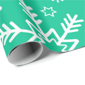 Papier Cadeau Flèches de Noël vert clair et blanc (Coin rond)