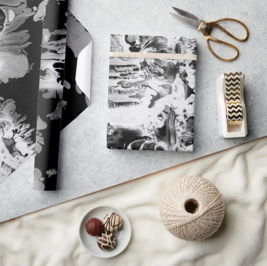 Papier Cadeau Flèches de peinture noir + blanc (Artisanat)