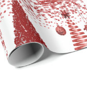 Papier Cadeau Flèches rouges et blanches des arbres de Noël (Coin rond)