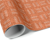 Papier Cadeau Flèches sur lin orange foncé (Coin rond)