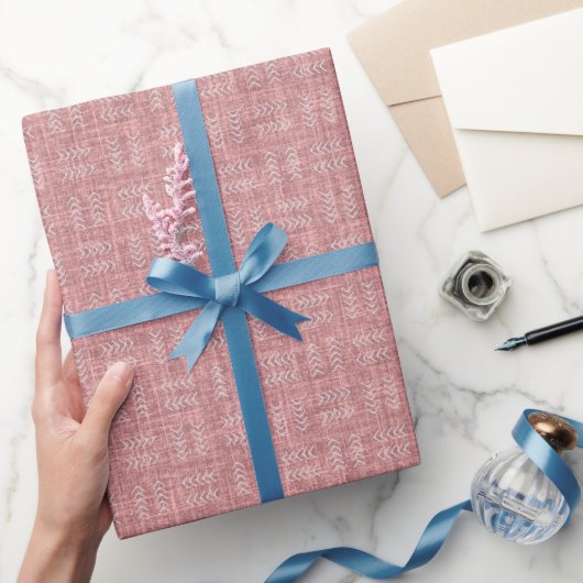 Papier Cadeau Flèches sur lin rose (Cadeaux)