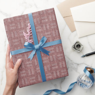 Papier Cadeau Flèches sur lin rose Bois de rose