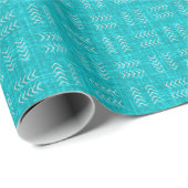 Papier Cadeau Flèches sur lin turquoise (Coin rond)