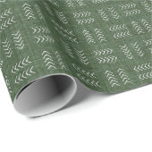 Papier Cadeau Flèches sur lin vert forêt (Coin rond)