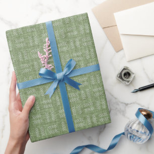 Papier Cadeau Flèches sur lin vert Pickle