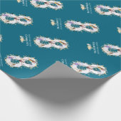 Papier Cadeau Fleur 8e anniversaire Turquoise photo Collage bleu (Coin)