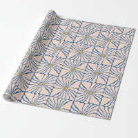 Fleur Abstraite bleu jaune rétro Boho Floral