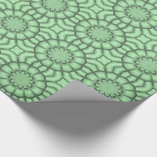Papier Cadeau Fleur Abstraite en vert pâle (Coin)