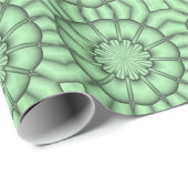 Papier Cadeau Fleur Abstraite en vert pâle (Coin rond)
