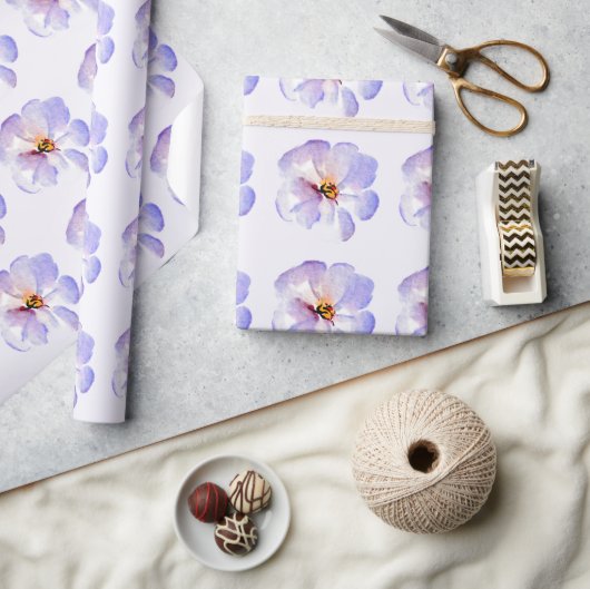 Papier Cadeau Fleur aquarelle bleue (Artisanat)