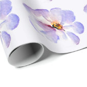 Papier Cadeau Fleur aquarelle bleue (Coin rond)