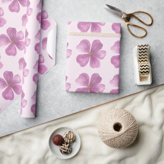 Papier Cadeau Fleur aquarelle violette (Artisanat)