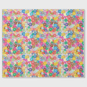 Papier Cadeau Fleur arc-en-ciel fleurit le papier d'emballage (Plat)