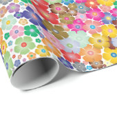 Papier Cadeau Fleur arc-en-ciel fleurit le papier d'emballage (Coin rond)