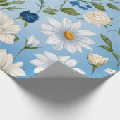 Papier Cadeau Fleur arrière - plan bleue (Coin)