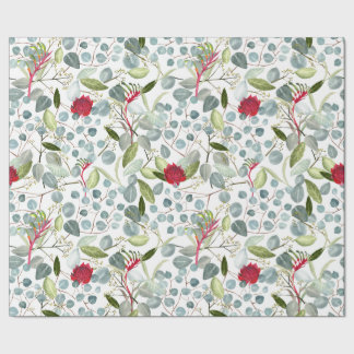 Papier Cadeau Fleur australienne Kangaroo paws Eucalyptus feuill