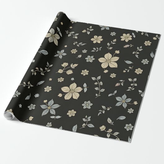 Papier Cadeau Fleur avec l'arrière - plan noir (Déroulé)