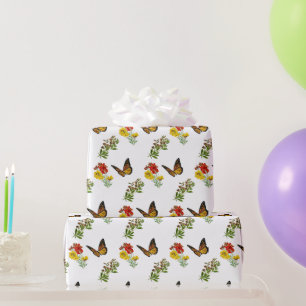 Papier Cadeau Fleur avec papillon