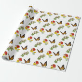 Papier Cadeau Fleur avec papillon  (Déroulé)
