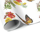 Papier Cadeau Fleur avec papillon  (Coin rond)