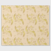 Papier Cadeau Fleur beige dorée (Plat)