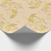 Papier Cadeau Fleur beige dorée (Coin)